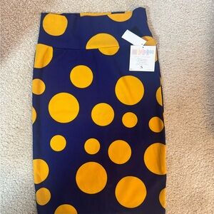 Polka Dot Pencil Skirt - Blue and Yellow